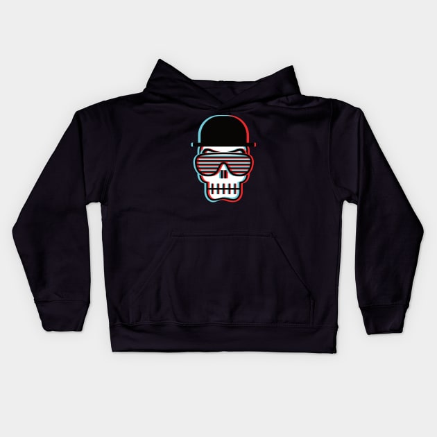 Retro Cool Skull Kids Hoodie by dkdesigns27